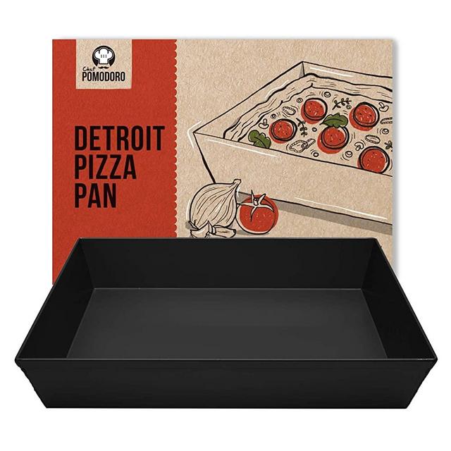 Chef Pomodoro Detroit Style Pizza Pan, 14 x 10-Inch, Hard Anodized Aluminum, Pre-Seasoned Bakeware Kitchenware