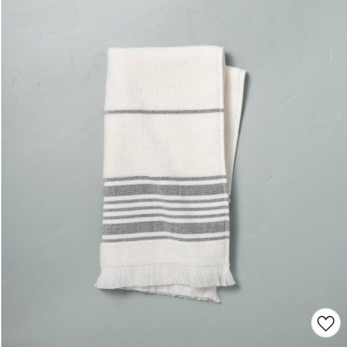 Multistripe Hand Towels Cream/Railroad Gray - Hearth & Hand™ with Magnolia