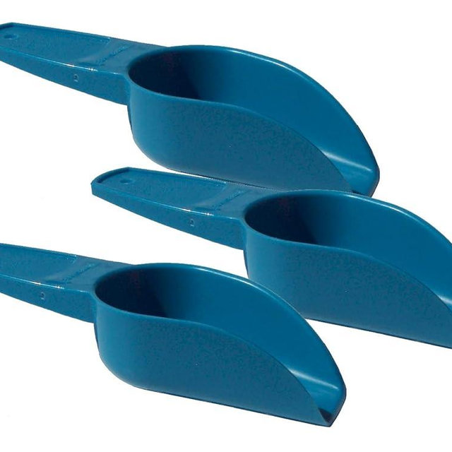 Tupperware Set of 3 Small Canister Scoops with Handles in Peacock Blue