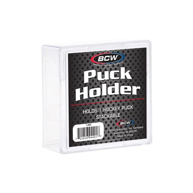 BCW Hockey Puck Display Case – Crystal Clear Stackable Puck Holder with 2-Piece Snap Design | Regulation Hockey Puck Case Display - 6 ct