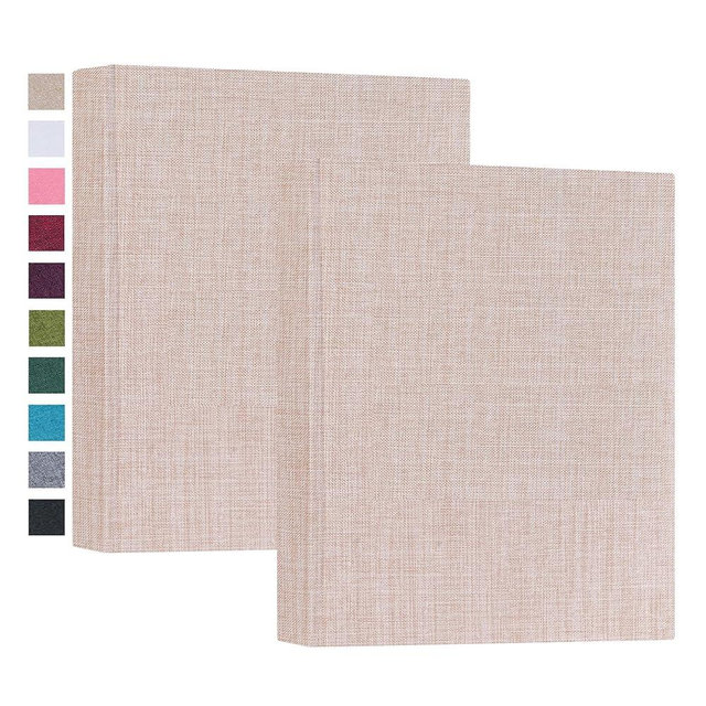 Mublalbum 2 Pack Small 5x7 Photo Album Linen Cover Mini Brag Book Each Holds 52 Vertical Pockets for Artwork Postcards or Picture Storage (Beige)