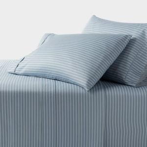 Queen 400 Thread Count Performance Sheet Set Blue Stripe - Threshold™