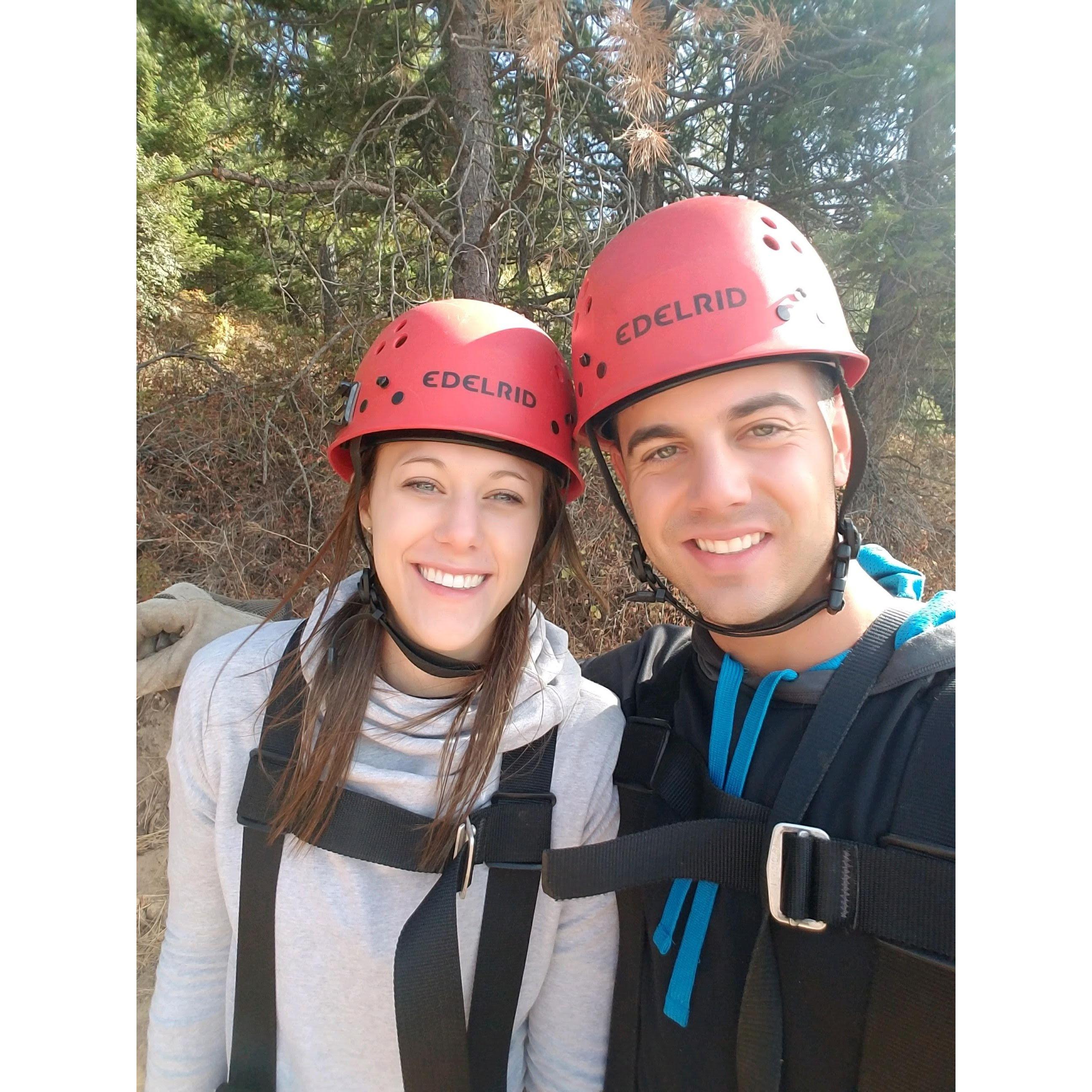 Zip lining in Liberty Lake, Washington. Our first 'real' date! October 2017