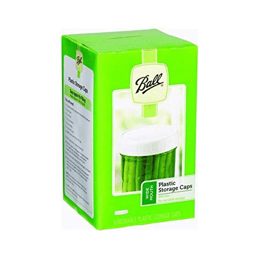 Ball Wide-Mouth Plastic Storage Caps 8-Count New (2 Pack)