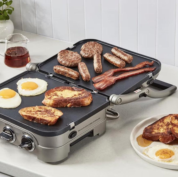 Cuisinart Griddler Indoor Grill, Panini Press, Sandwich Maker & More, 5-in-1 Grilling, Dishwasher-Safe Nonstick Cooking Plates, GR-4NNAS, Stainless Steel
