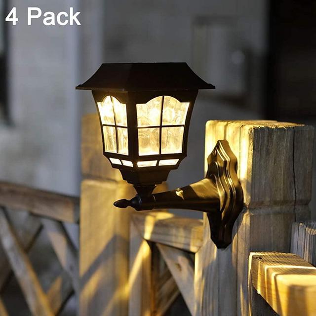 Maggift 12 Lumens Solar Wall Lantern Outdoor Wall Sconce Solar Outdoor Led Light Fixture with Wall Mount Kit, 4 Pack