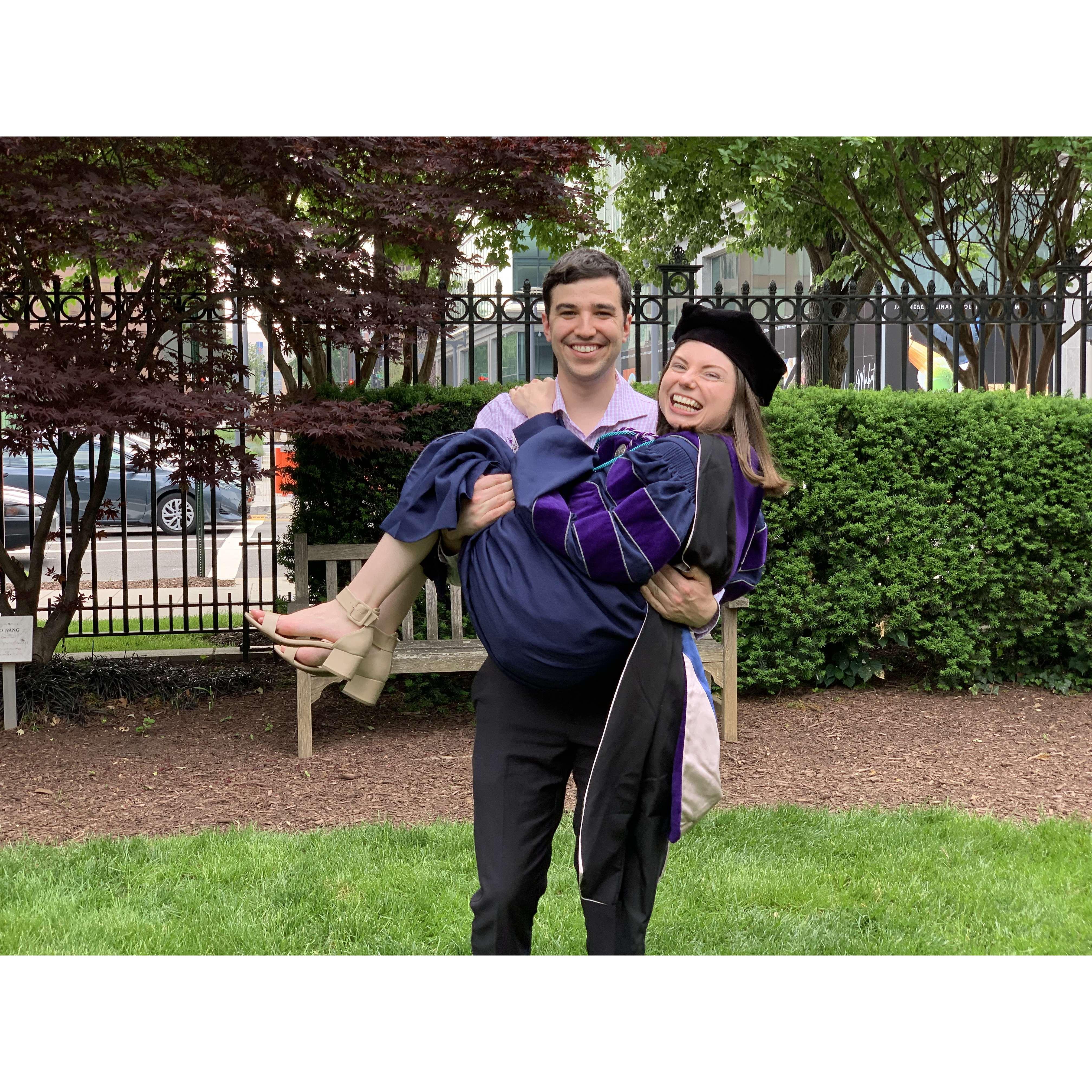Rachel's law school graduation (recreating our Colgate graduation photo!).