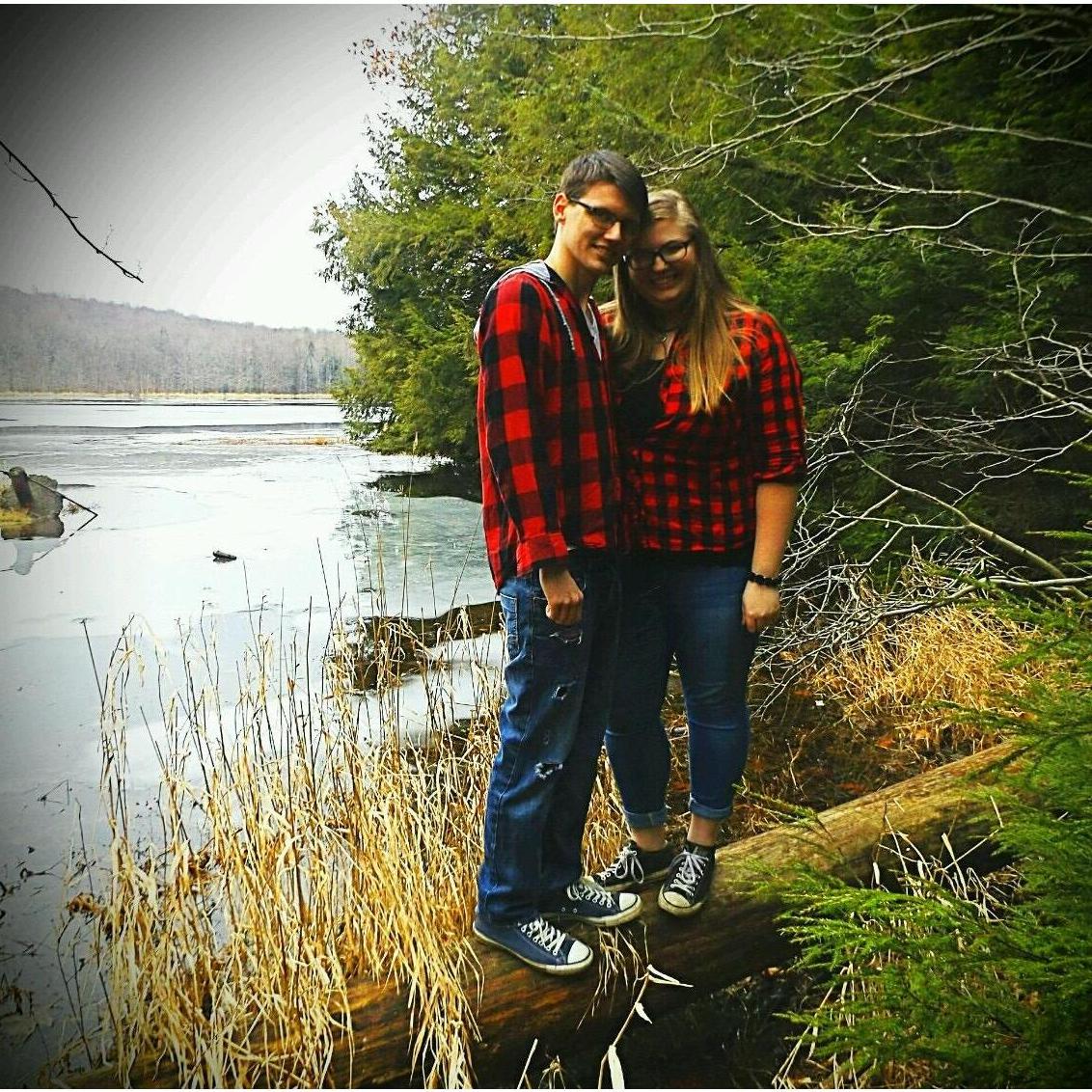 When we finally started getting this couples photos thing down to a science...
(And started to get this whole balancing-on-a-log-over-a-frozen-lake thing down to a science too.)