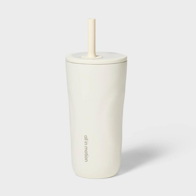 20oz Stainless Steel Tumbler with Straw White - All In Motion™
