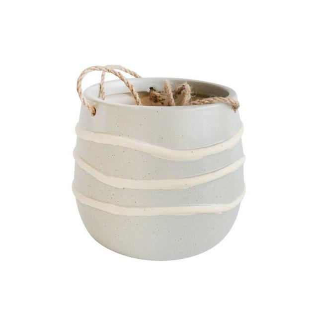 7" Ceramic Hanging Planter Light Green/White - Sagebrook Home