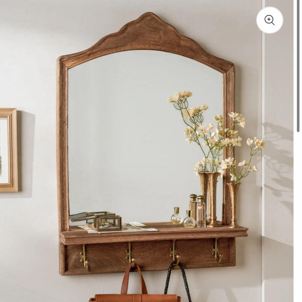 James Mirror with Hooks and Shelf