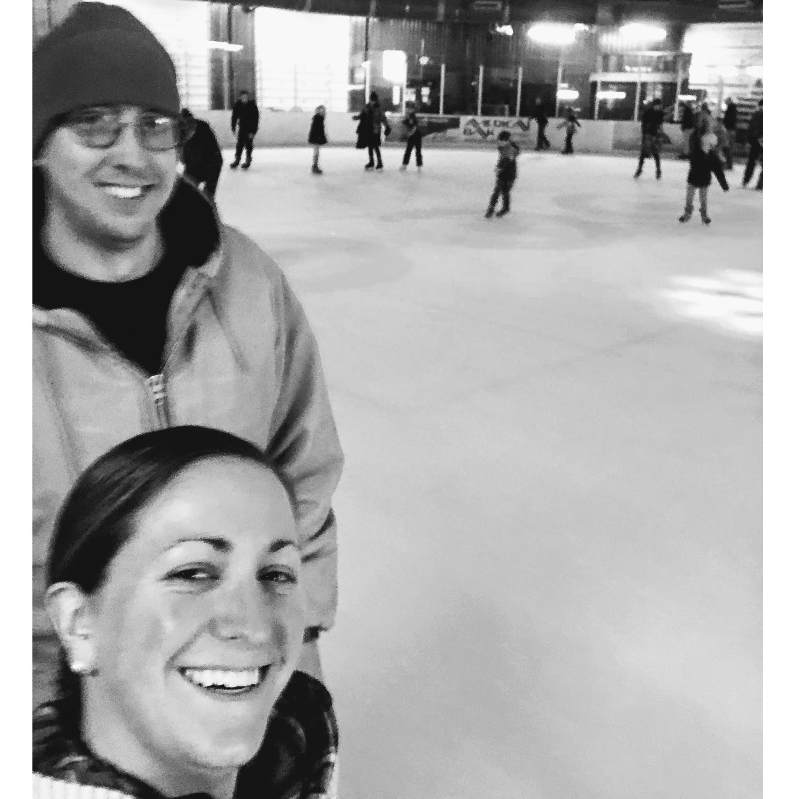 After two ankle surgeries in one year, Jackie was anxious to get back on the ice (even if it was "open skate"), Kurt was a good sport and joined her.