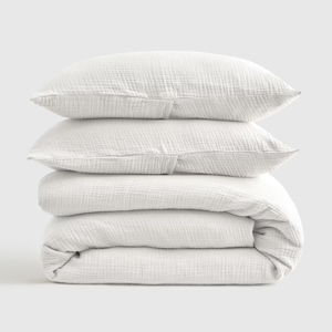 Organic Cotton Gauze Dream Quilt Set - White, King/Cal King, With Sham Set