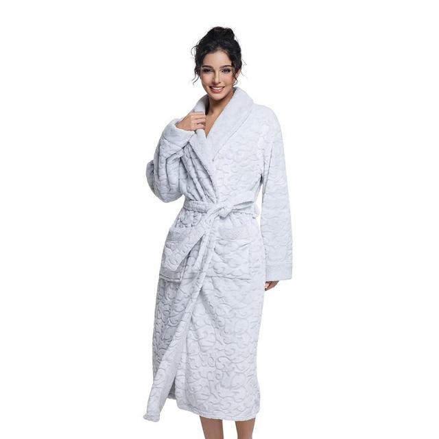 Sofprace Womens Long Fleece Robe Soft Plush Robes for Women Warm Bathrobes Comfy House Coat Full-length with Pocket