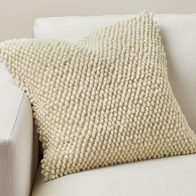 Noella Textured Pillow Cover, 20" x 20", Ivory