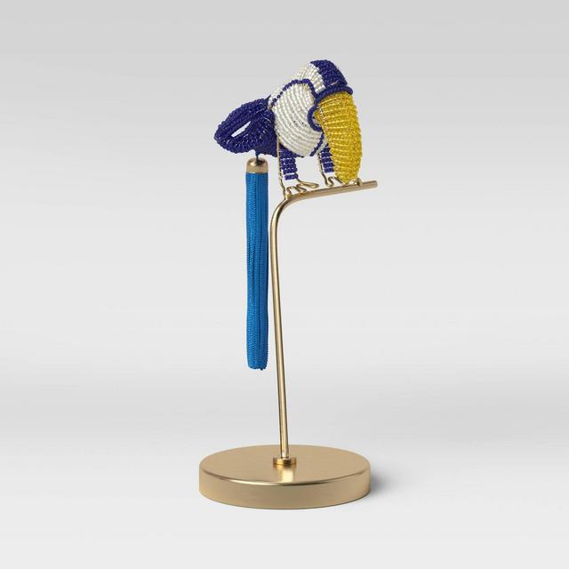 8.7" x 4.2" Metal Beaded Toucan Figure with Tassel Gold/Blue - Opalhouse™