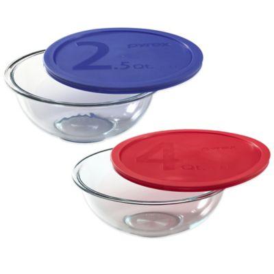 Pyrex® 2.5 qt. Glass Mixing Bowl with Blue Plastic Lid