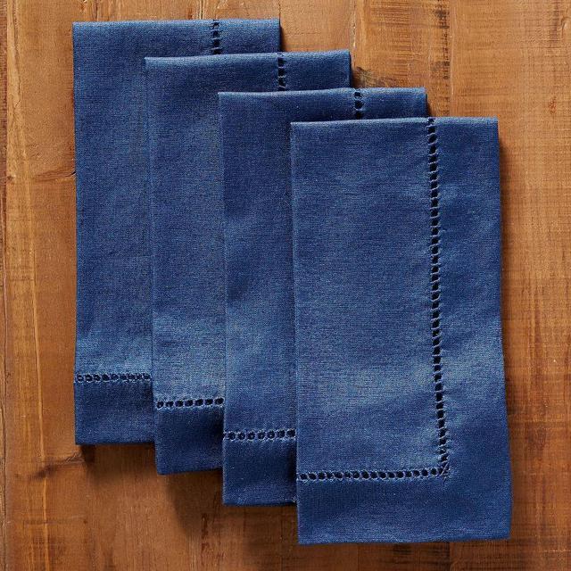 Linen Hemstitch Napkin, Set of 4 - Sailor Blue