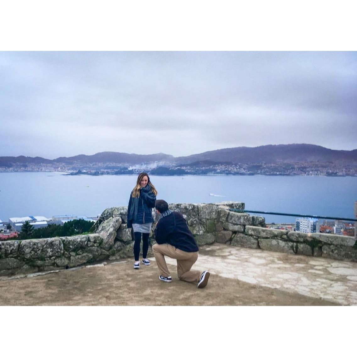 Kyle proposed to me on top of a medieval Spanish fortress in Vigo, Galicia while I was living in Spain. Feb 10, 2018