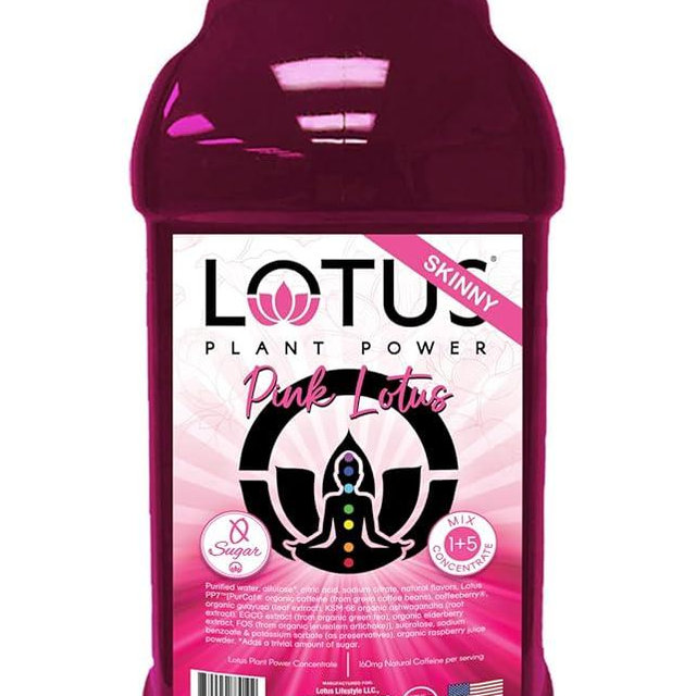 Skinny Pink Lotus Plant Energy Drink Concentrate | Zero Sugar | 64 fl oz | 1:5 | Natural Caffeine from Green Coffee Bean