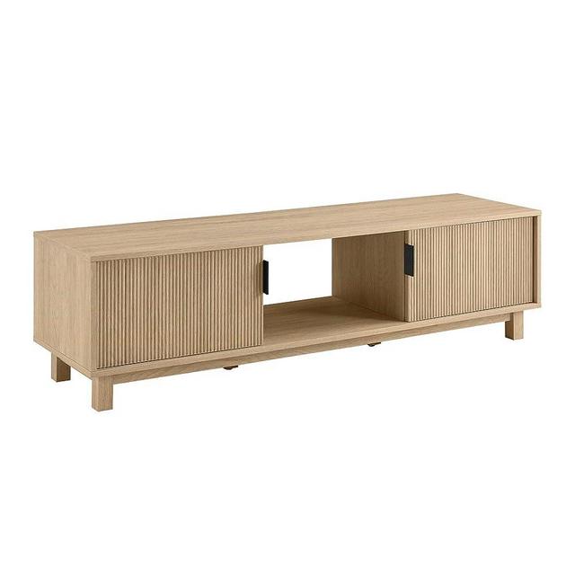Walker Edison Walton Modern Fluted-Door Low Stand for TVs up to 65 Inches, 58 Inch, Coastal Oak
