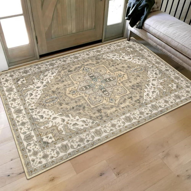 Collive Indoor Door Mat Retro Floor Mat, Non Slip Washable Doormat Large Quickly Absorb Area Rug Welcome Mats Low-Pile Front Door Rug Inside Entryway Carpet for Entrance Entry- 36" x 59"