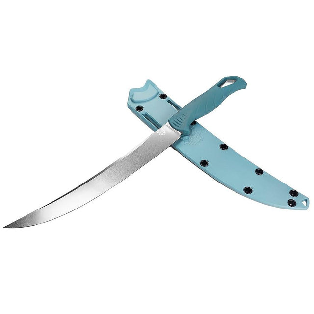 Benchmade - Fishcrafter 18020 Outdoor Knife with Depth Blue Santoprene Handle and 9" Trailing Point Blade (18020)