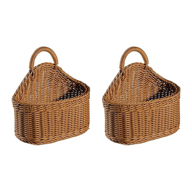 Reicyfang 2 Pcs Hanging Storage Baskets, Potato Garlic Onion Pantry Storage Baskets, Wall Decorative Storage Basket, Washable Decorative Basket Woven Wall Basket Kitchen Bin for Kitchen, Living Room