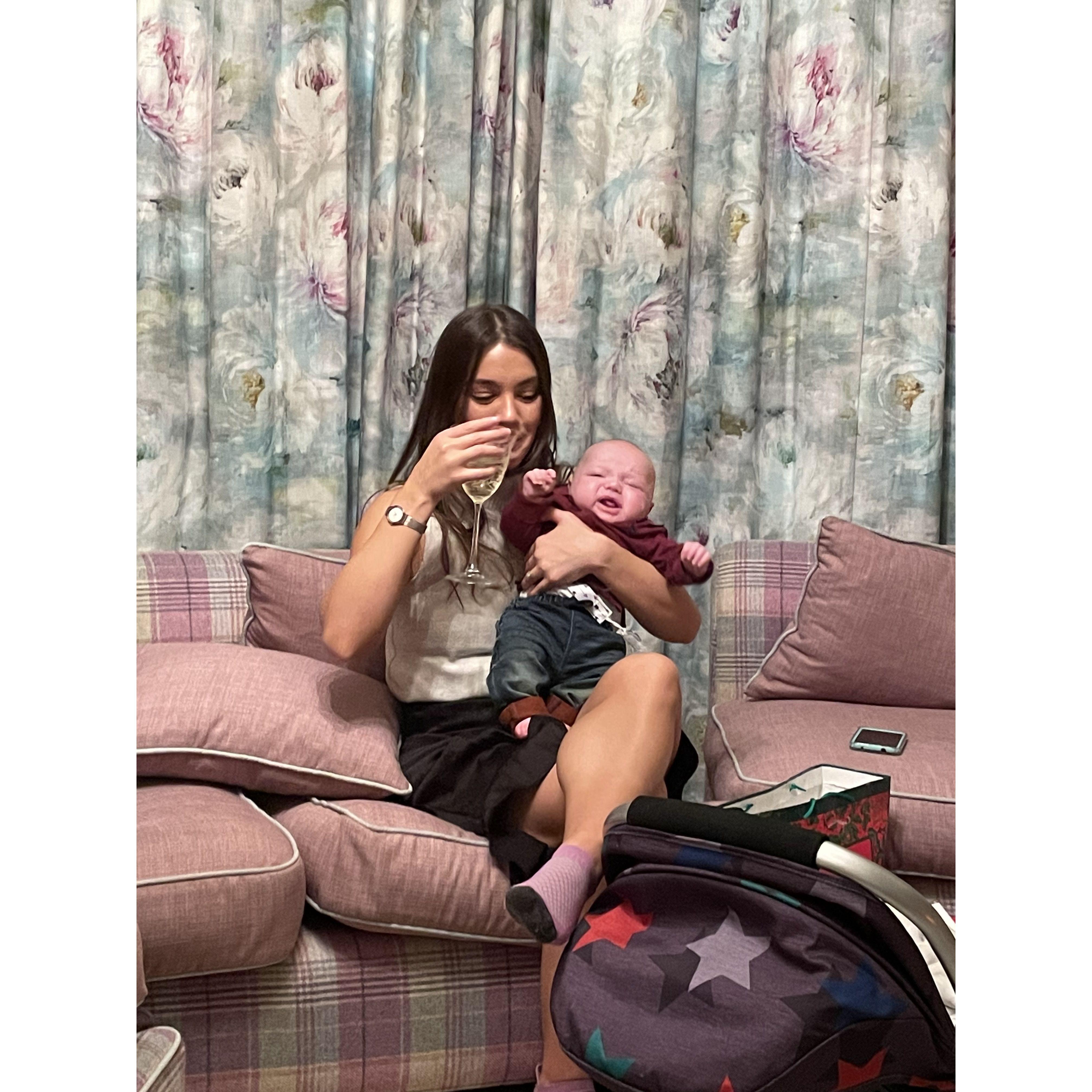 Connor observing abigails mothering skills for the first time