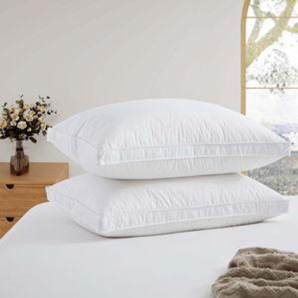 2 Pack Organic Feather Pillows - Gusseted