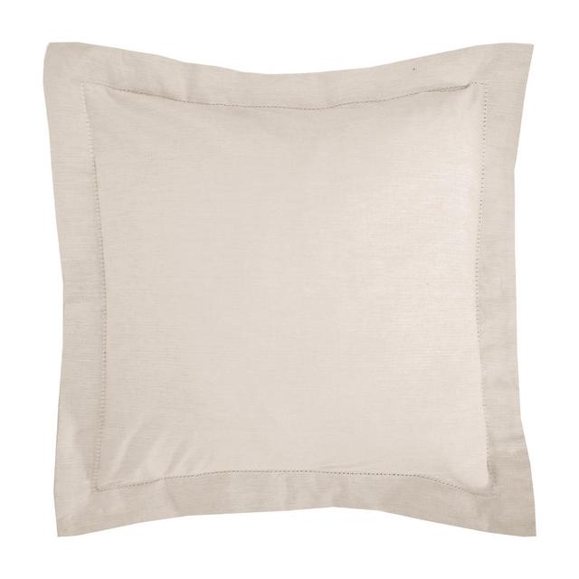 EY Essentials 20" x 20" Hemstitch Solid Natural Tan Cotton Decor Throw Pillow Cover And Insert Set