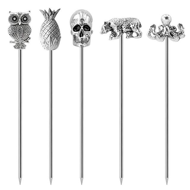 Cocktail Picks Stainless Steel Martini Picks Reusable Olive Picks Garnish Skewer Fruit Toothpicks