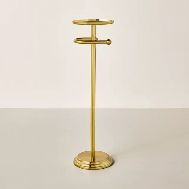 26" Brass Toilet Paper Stand Brushed Finish - Hearth & Hand™ with Magnolia