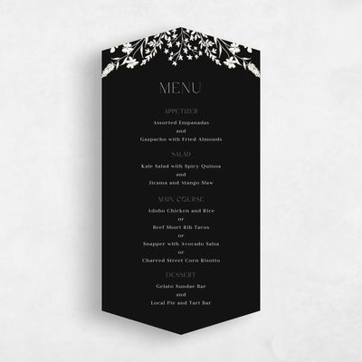 Black Diamond Wedding Menu - Gaia