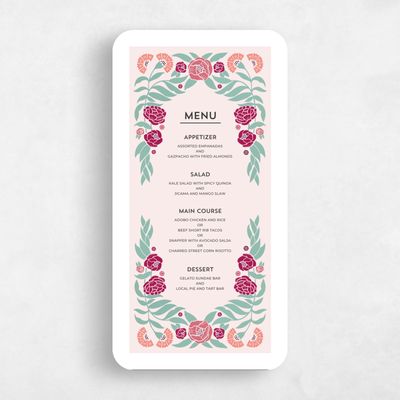 Pink Rounded Wedding Menu - Kearney