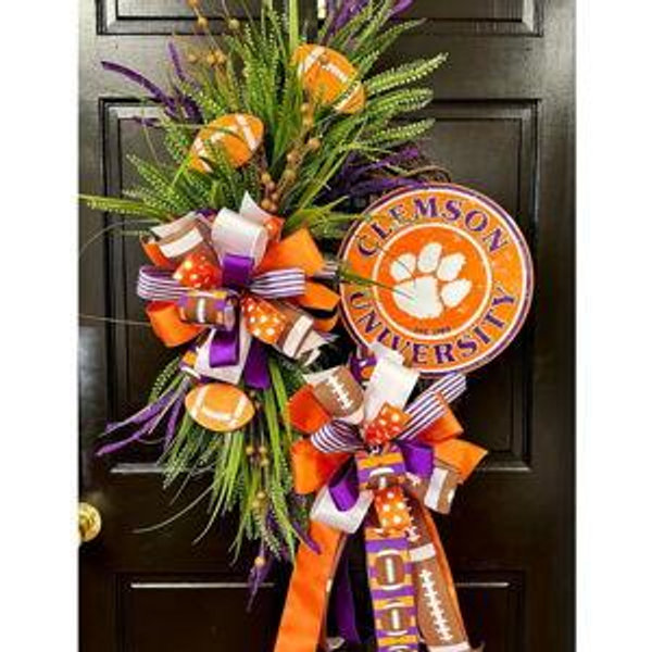 Collegiate Football Sign Wreath - Clemson University