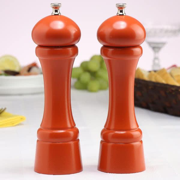 Chef Specialties 08902 Professional Series 8" Customizable Autumn Hues Butternut Orange Pepper Mill and Salt Mill Set