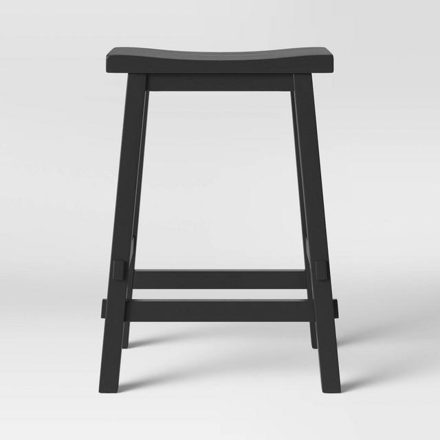 Halifax Farmhouse Wood Counter Stool Black - Threshold™