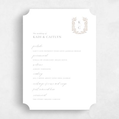 White Ticket Wedding Program - Mirra