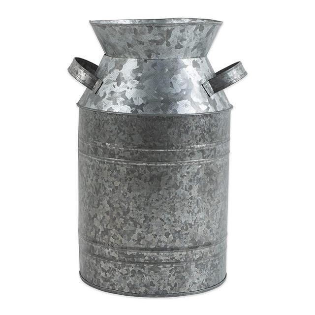 DII Z02275 Galvanized Metal Farmhouse Rustic Old Fashioned Tin Jug, 6.75" Diameter x 11.5" Tall, Milk Can