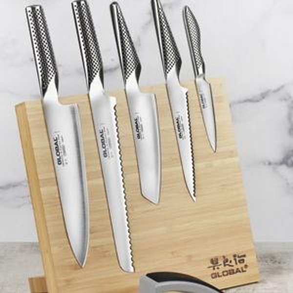 Global 6 Piece Magnetic Easel Knife Set with Bonus Sharpener