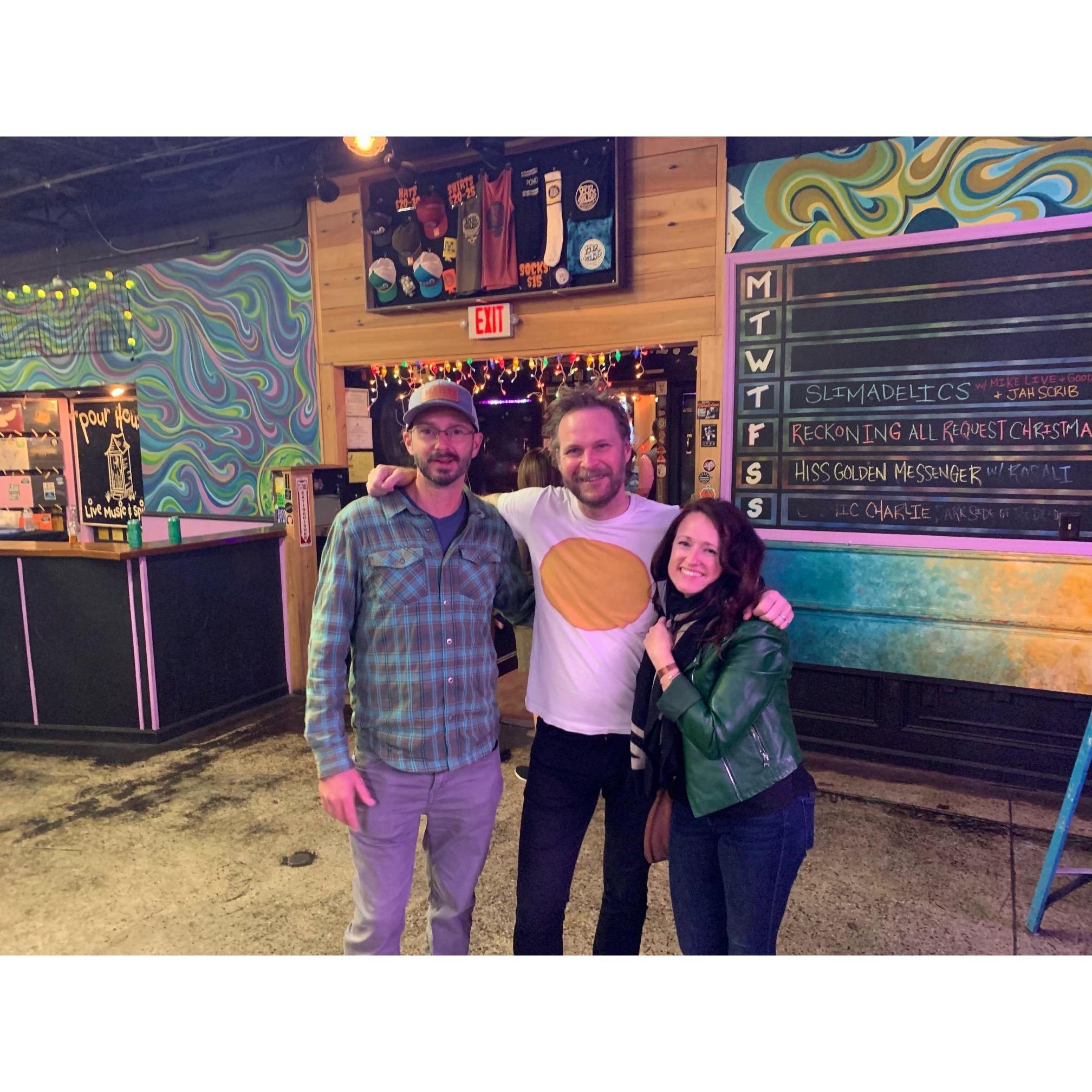 I told Jay we could go anywhere in the world to see any band he wanted. Jay chose Hiss Golden Messenger in Charleston, SC. Here we are with the frontman M.C. Taylor after the show!