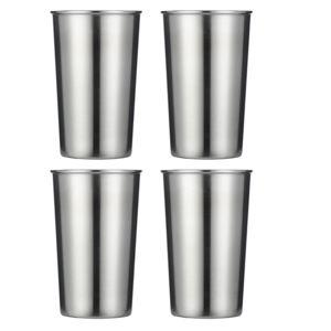 Premium Stainless Steel Cups 16oz Pint Cup Tumbler 4 Pack Premium Metal Shatterproof Cups Stackable Durable Cup