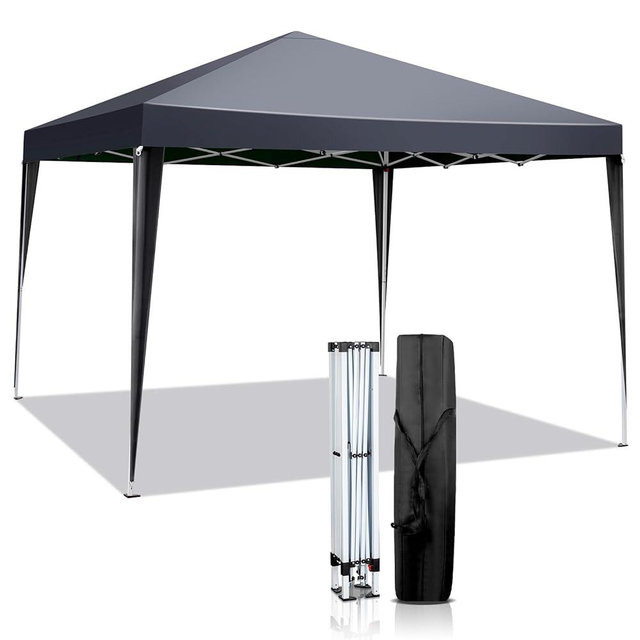 VINGLI 10x10 Pop Up Canopy Tent, Outdoor Portable Foldable Canopy for Camping, Patio, Parties, EZ Up Gazebo with Carry Bag (Grey)
