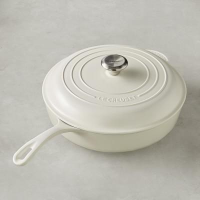 Le Creuset Signature Cast-Iron Sauté, 4 1/4-Qt., Matte White