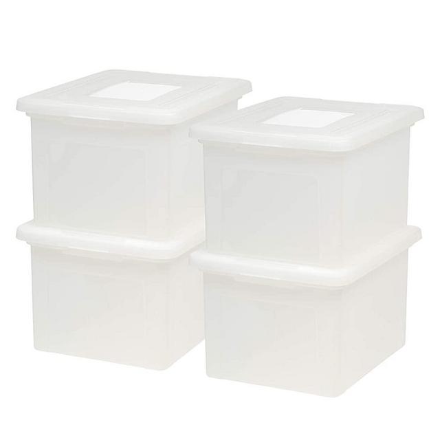IRIS USA, Inc. FB-21EE Dual Purpose Letter and Legal Size File Box, 4 Pack, Pearl (585227)
