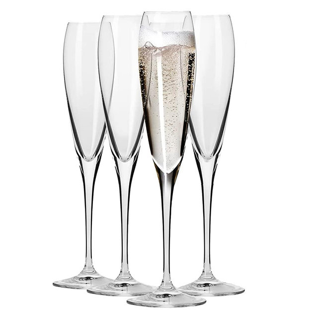 Krosno - Perla Champagne Glasses 4 x 5.7 oz | Champagne Flutes | Prosecco Glasses | Wedding Gift | Dishwasher Safe | Crystalline Glass | Durable | Scratch Resistant | Gift Idea