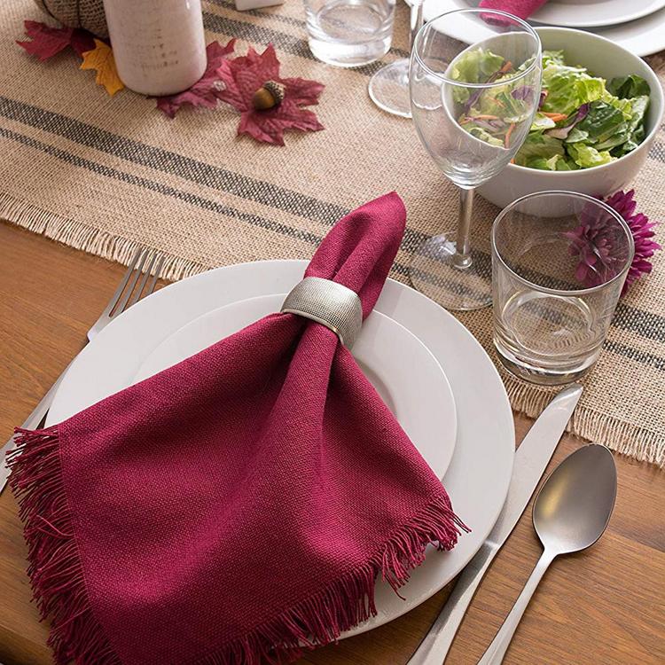 12 Linen Napkins with Fringe Edge 20in