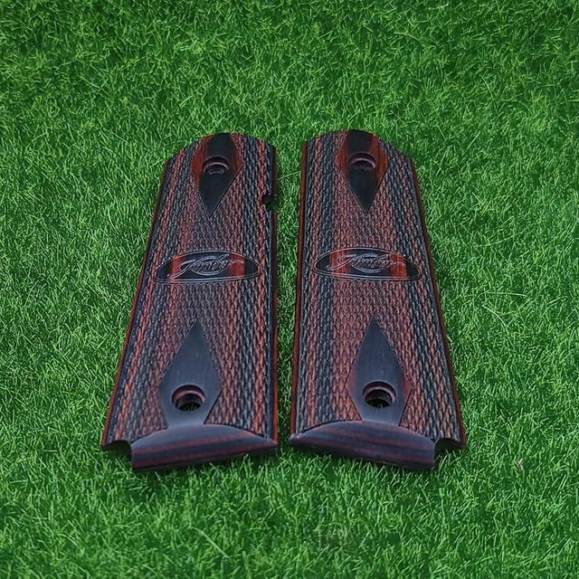Kimber Elite Charcoal/Ruby Logo Grips, full size