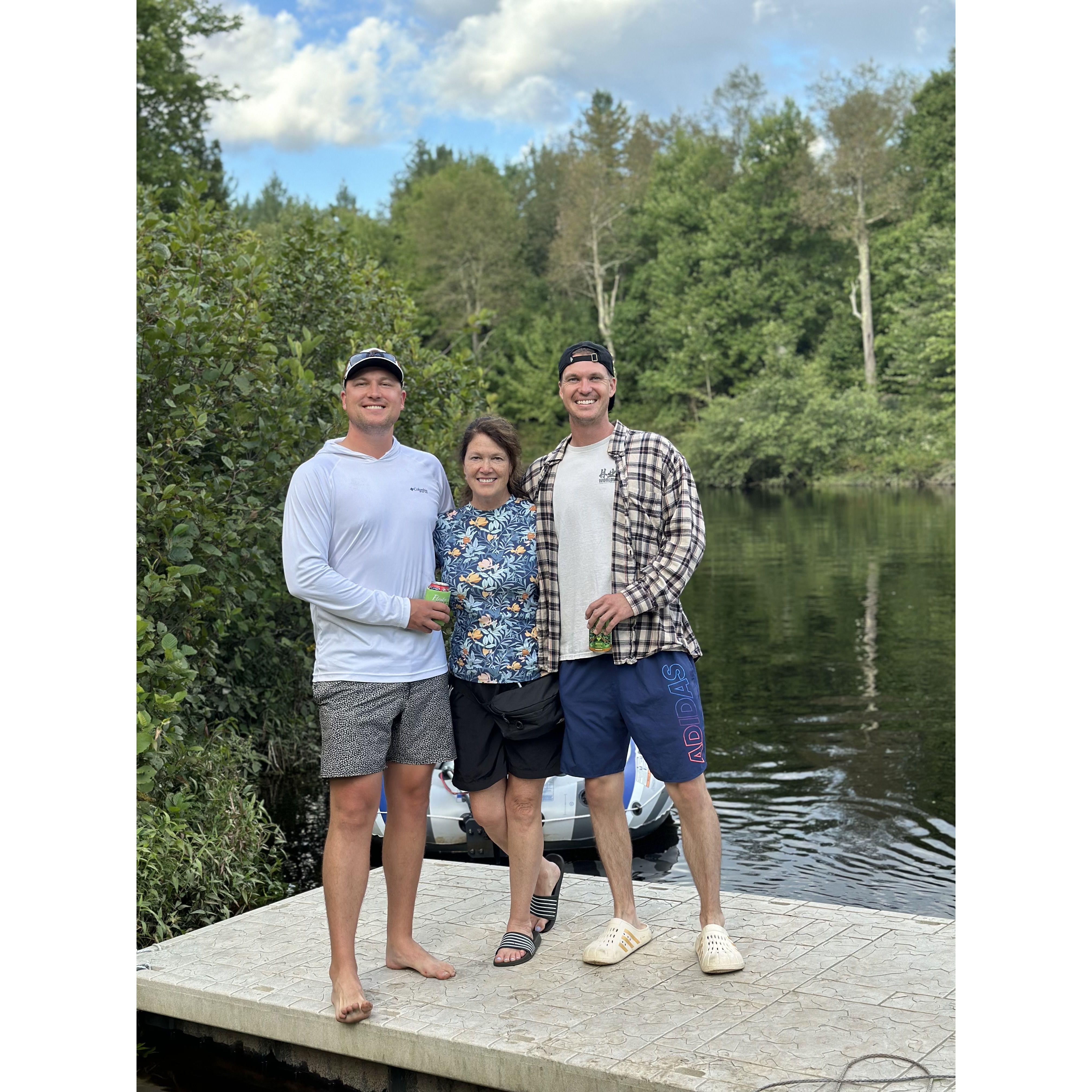 Julie with her boys on the last Fam vacation at the cabin
